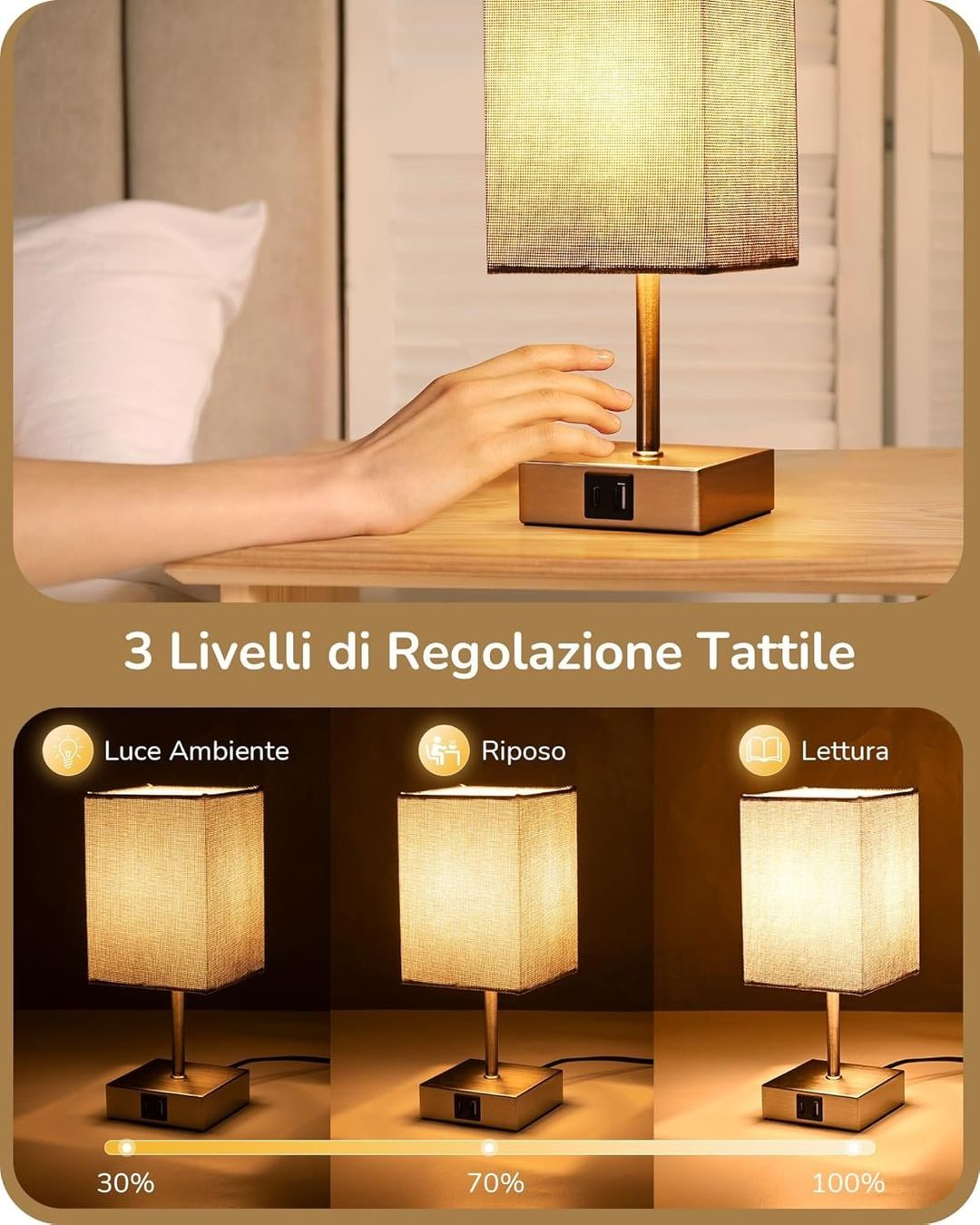 Lampade: 2x LED Nachttischlampe Touch dimmbar mit USB – Nuovo e nell'imballaggio originale da Nuglar venduto da SaleRitter 1