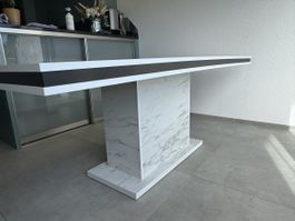 Esstisch Marmoroptik weiss 195x90 cm