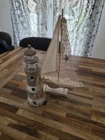 Maritimes Dekoset Leuchtturm & Segelschiff, Sommerdeko