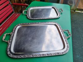 Vintage Serviertabletts, 2er Set, Metall, edel!