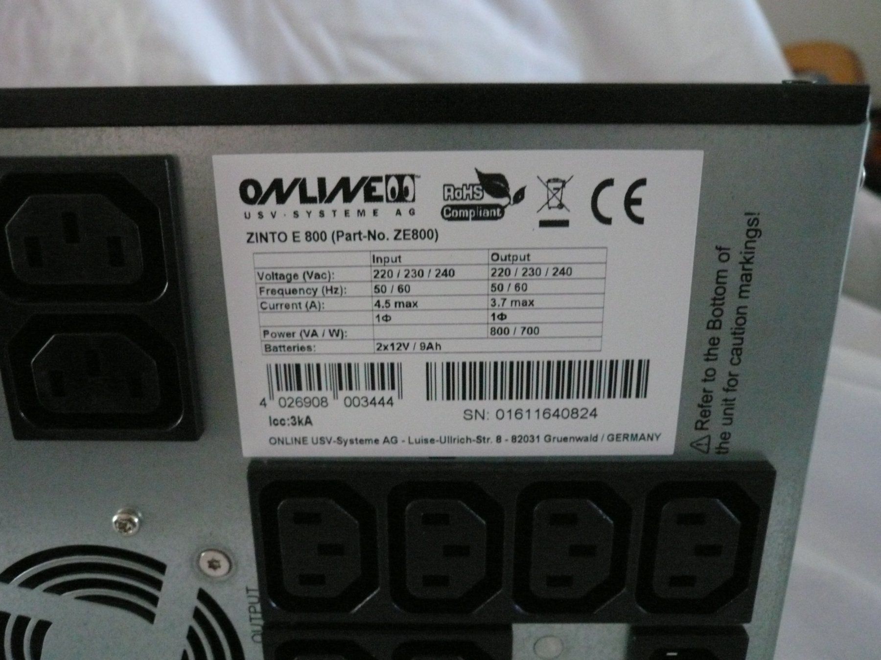 Elektronikbauteil: Online USV System Zinto E-800, USV-System – Neu (gemäss Beschreibung) aus Rotkreuz von Busa17 7