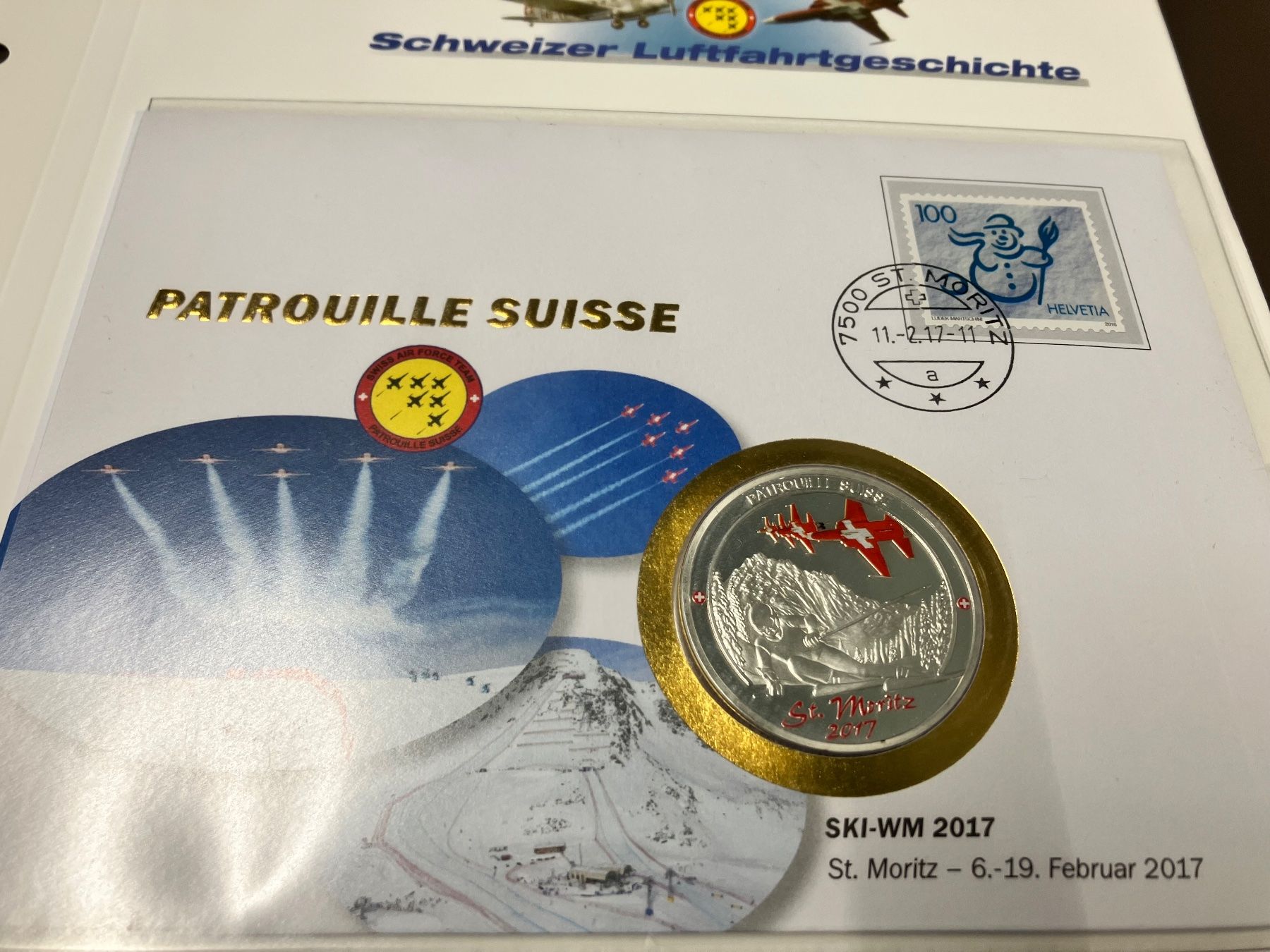 Medaglie: Patrouille Suisse  Numisbrief versilberte Medaille 2017 – Usato da Merenschwand venduto da Garfield2026 1