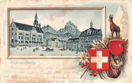 Gruss aus Schwyz - Prägekarte