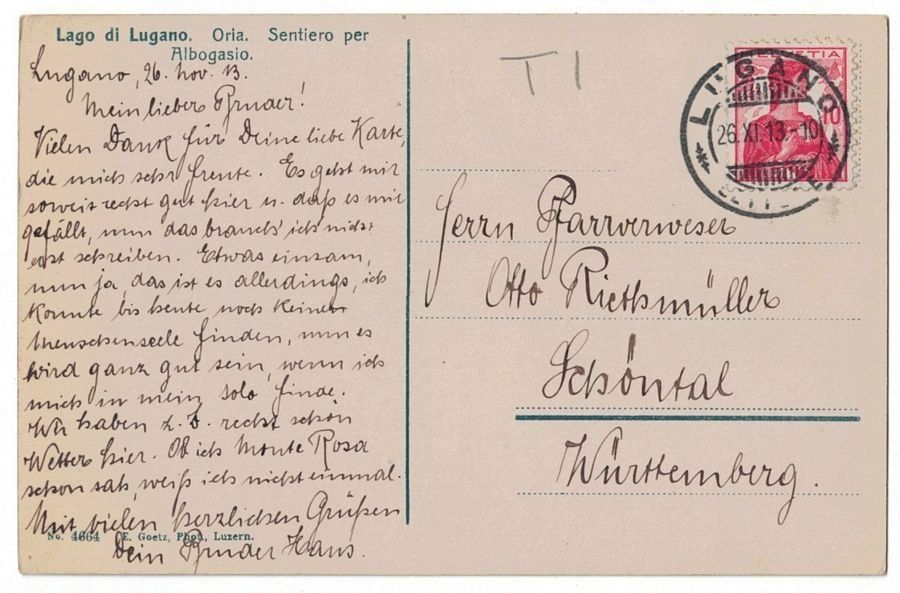 Cartoline postali: Oria, sentiero per Albogasio, circolata 1913 – Usato da Frauenfeld venduto da POML 1