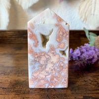 ✲ Rosa Achat Turm ✲ 89mm / 165g Pinto Agate Obelisk Spitze
