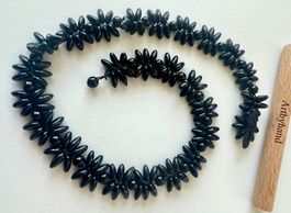Vintage Blütencollier Onyx aufwendig handgefertigt 41 cm