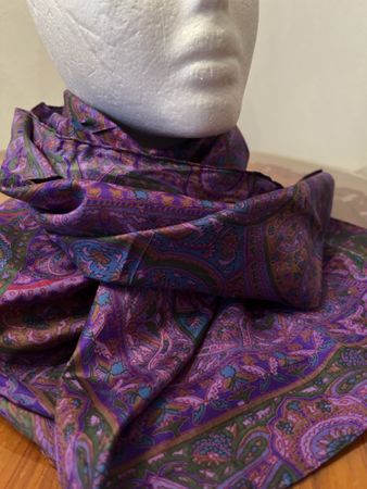Pure Silk Paisley Lila 💯Schal Eine Musst Have 111 X 111Neu!