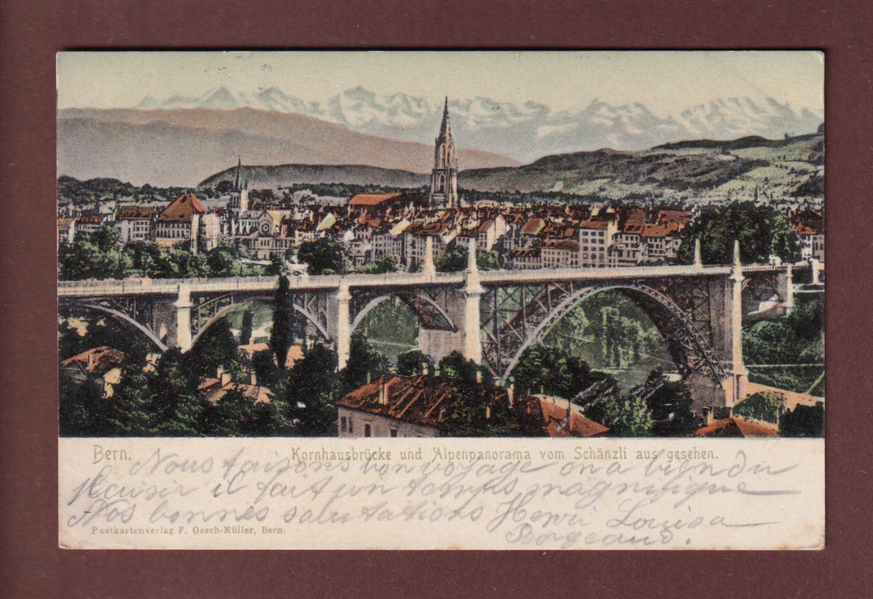 Cartoline postali: BERN - Kornhausbrücke vom Schänzli - 1904 – Usato da Pully venduto da nicecards