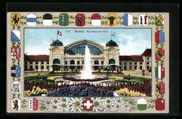Basel, Bundesbahnhof, versch. Wappen der