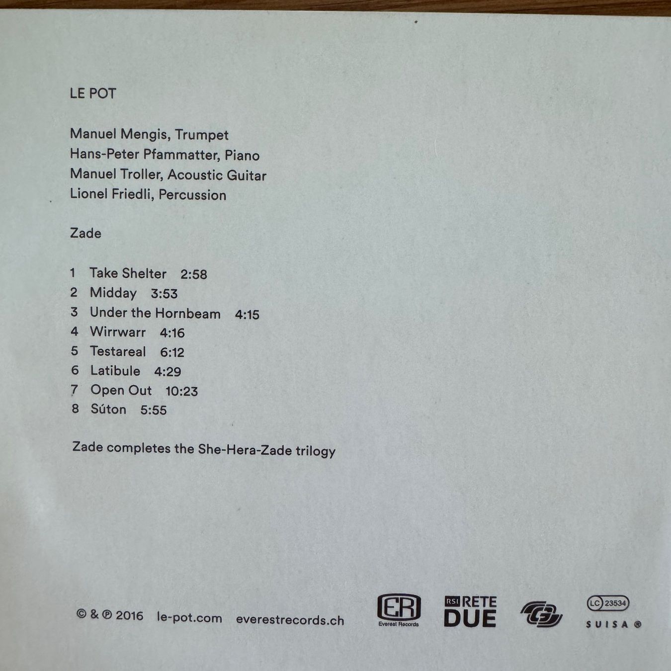 CDs: Le Pot w/ Manuel Mengis, Pfammatter, Manuel TROLLER, Friedli – Gebraucht aus Zug von Mirare9 1