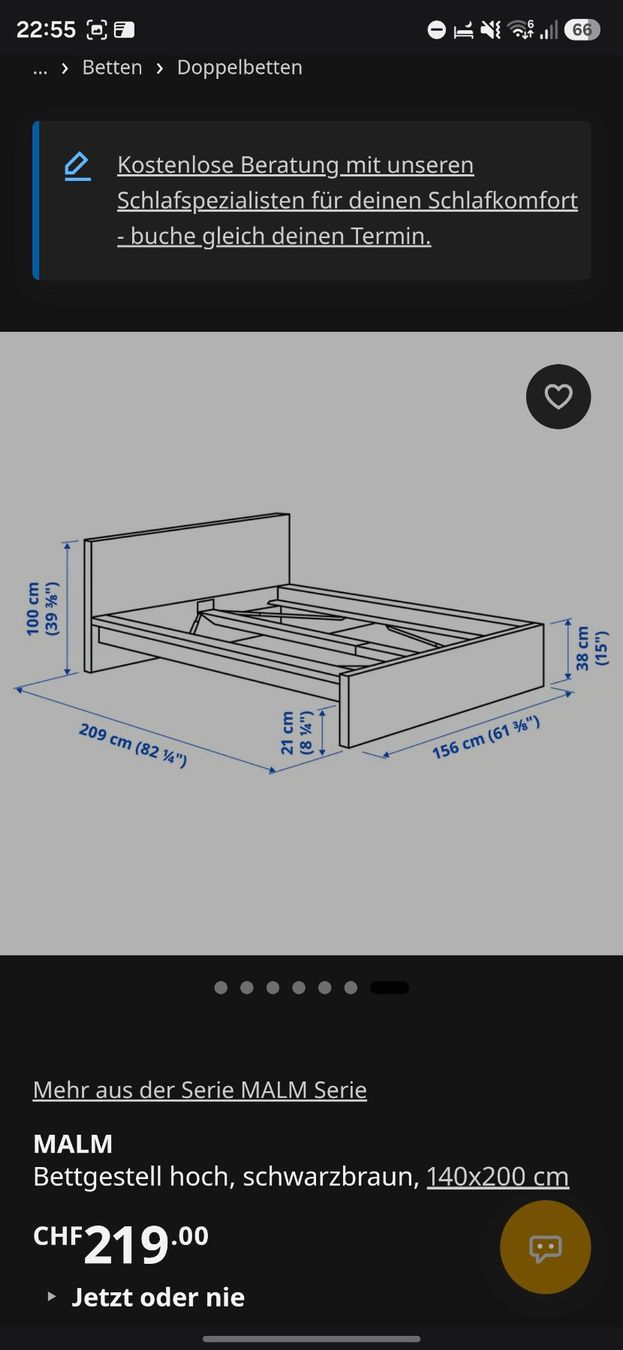 Ikea Letti: MALM Bett + Bett1 Matratze – Usato da Zürich venduto da hug_2qgy 6