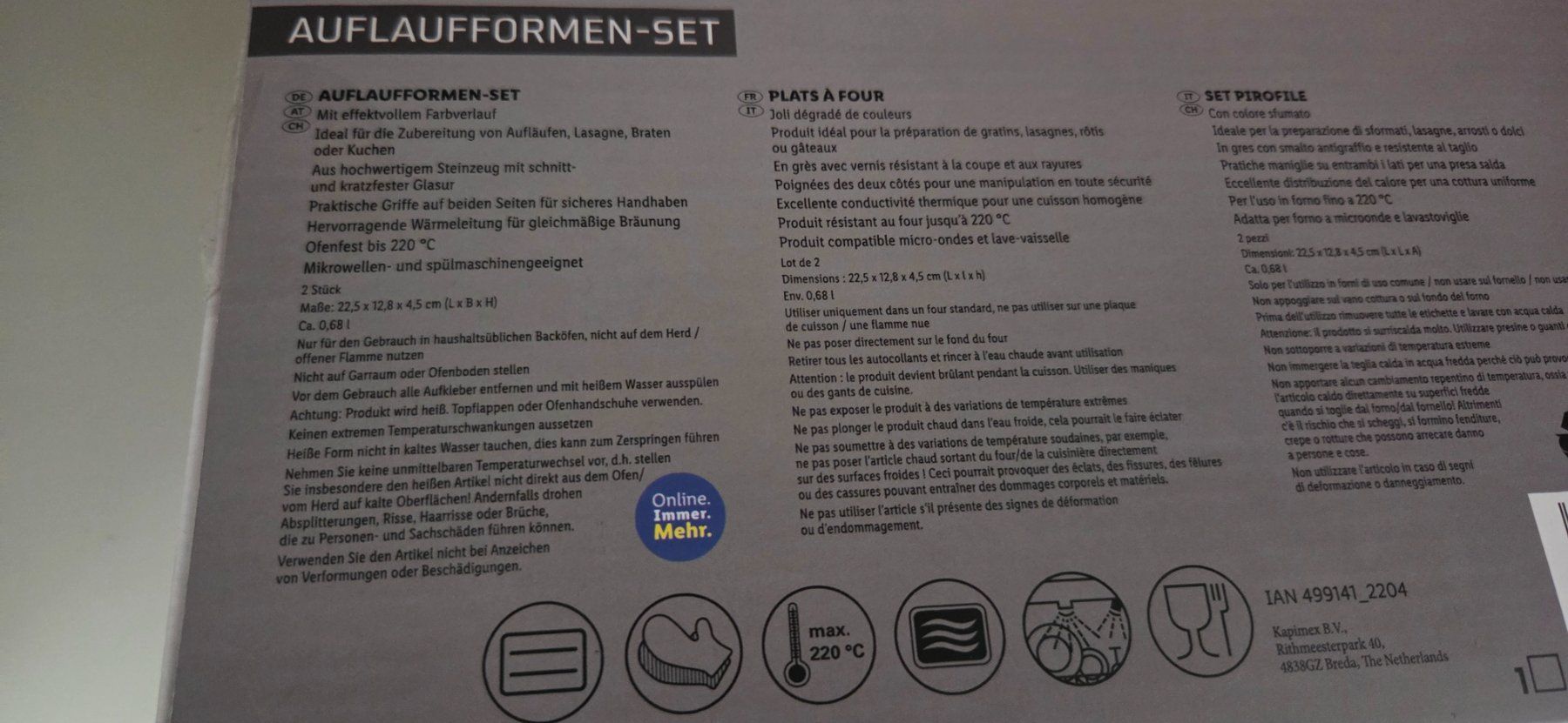 Teglie da forno: Set Auflaufformen – Nuovo e nell'imballaggio originale da Bremgarten b. Bern venduto da Marge7979 3