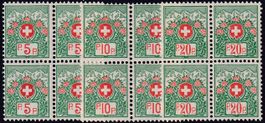 11B-13B, Nachportomarken postfrisch im 4-Block Kt. 1320.-