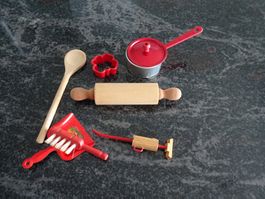 Kinderküchen Utensilien aus Holz & Metall: Kochset, Guetz JU