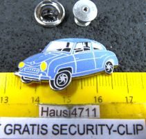 GLAS GOGGOMOBIL EISBLAU AUTO OLDTIMER PIN mit  SECURITY-CLIP