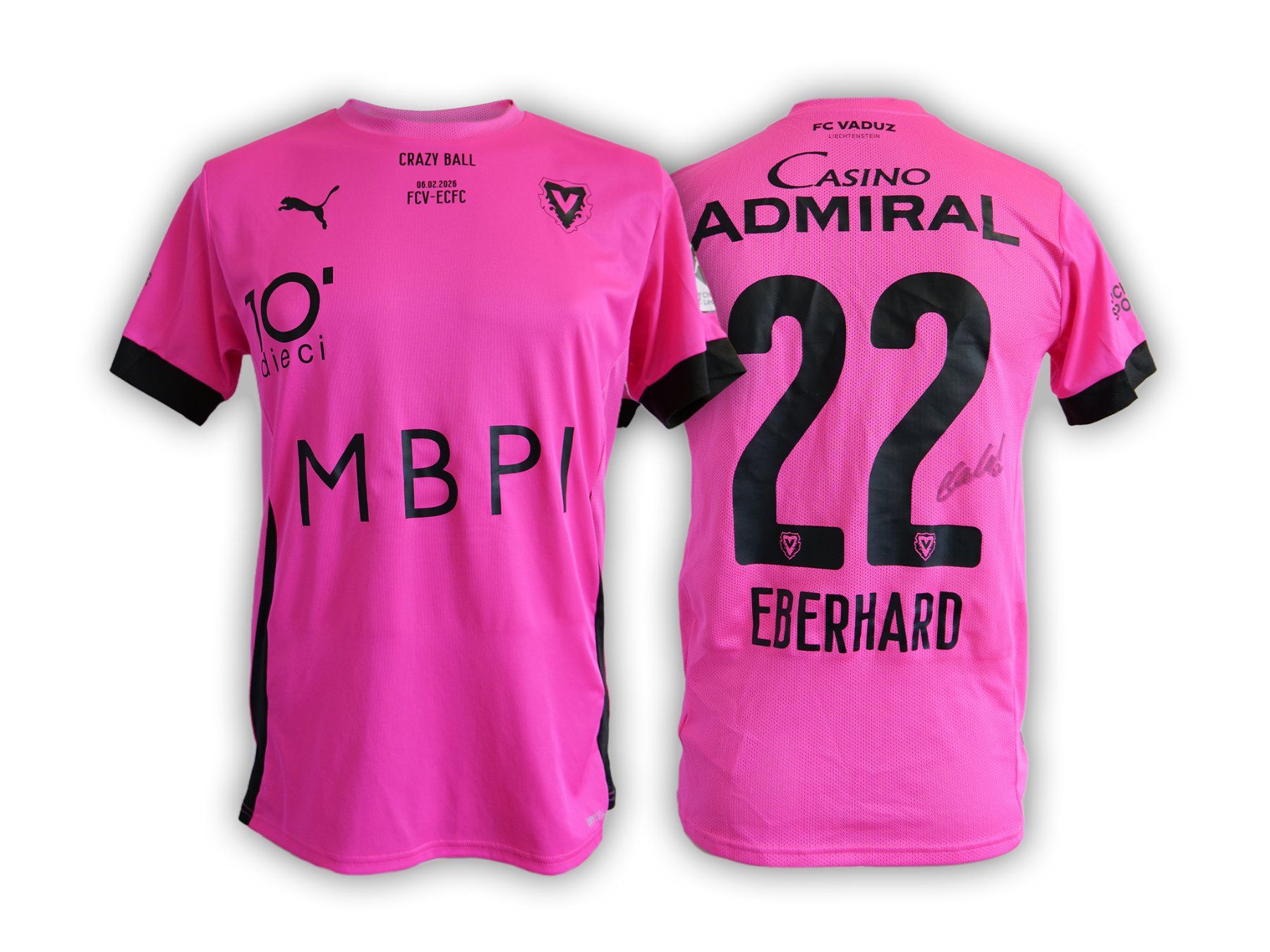 Puma Leibchen & Hosen: FC Vaduz Matchworn Sondertrikot "22-EBERHARD" – Gebraucht aus Vaduz von fcvaduz1932