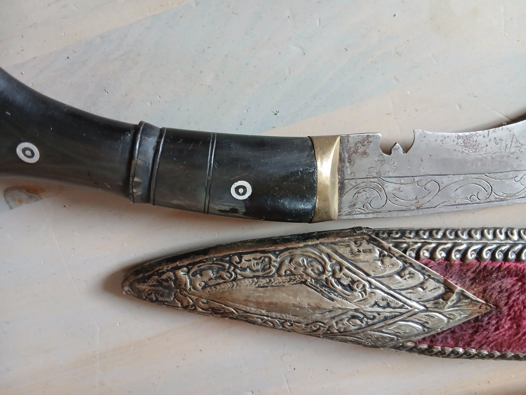 Sonstiges zum Sammeln & Seltenes: Couteau Kukri khotimora dague fourreau ciselé – Gebraucht aus Satigny von Asaksa 4