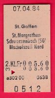 KARTON BILLETT, ST.GALLEN - BISCHOFSZELL NORD,2.KLASSE,EINFA