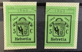 1943 / Einzelwerten aus dem Genfer Block W17L - W17R **