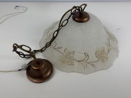 Vintage Hängelampe aus Glas mit Verzierungen