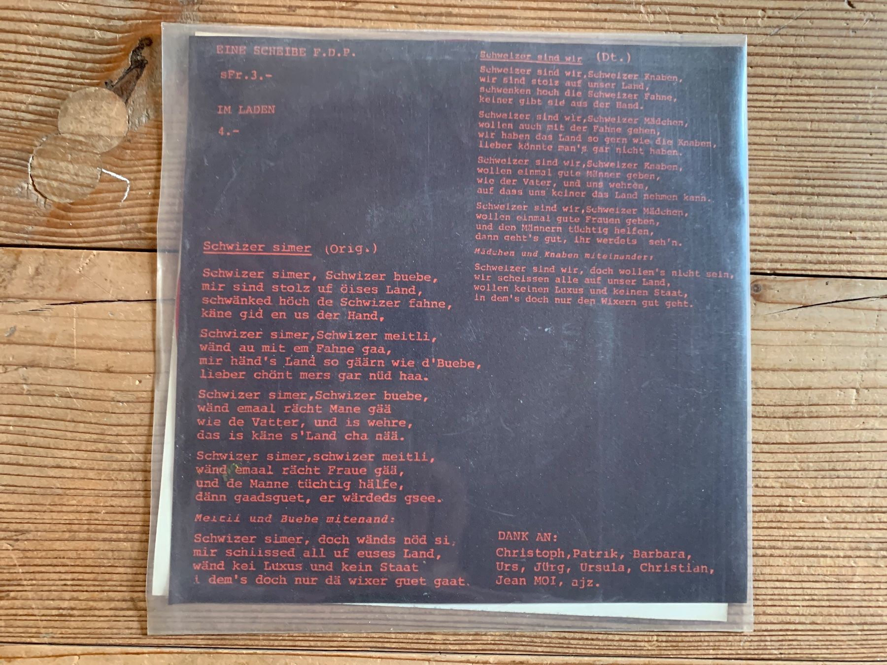 Schallplatten: F.D.P. ‎– Schwizer Simer, Vinyl Singel – Gebraucht aus Zürich von dam_6brk 1