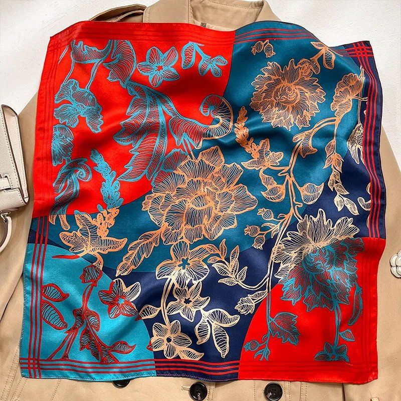 Foulard & Sciarpe: New 53cm Silk Scarf, Red Capri Floral 100% Silk Scarf – Nuovo e nell'imballaggio originale da Baar venduto da virginiablossoms 5