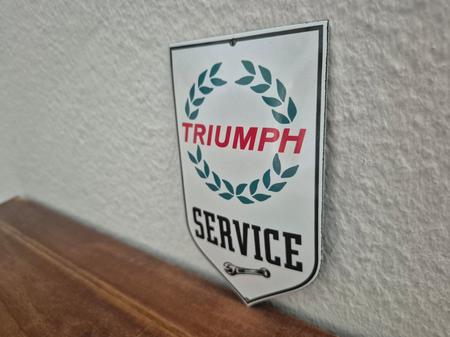 Triumph Insegne: Emailschild Triumph Service Motorrad Logo Emaille Schild – Nuovo (secondo la descrizione) da Schaffhausen venduto da pfanis09 3