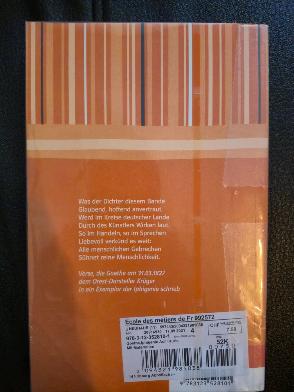 Livres: Goethe Iphigenie auf Tauris – D'occasion à Guschelmuth par RB0102 2
