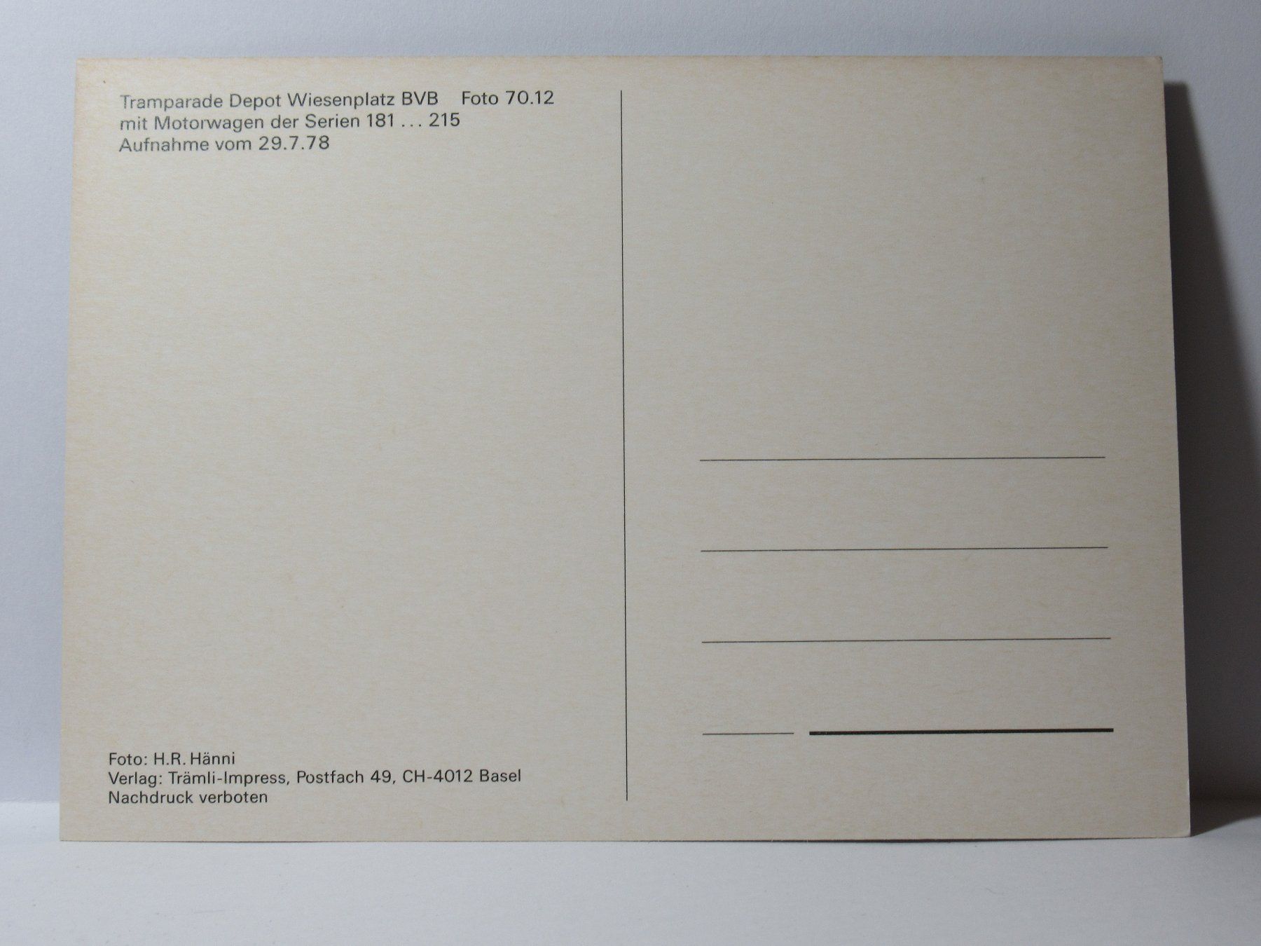 Cartoline postali: Basel , Tramparade , Depot Wiesenplatz BVB – Nuovo (secondo la descrizione) da Grenchen venduto da Bluemchen1900 1
