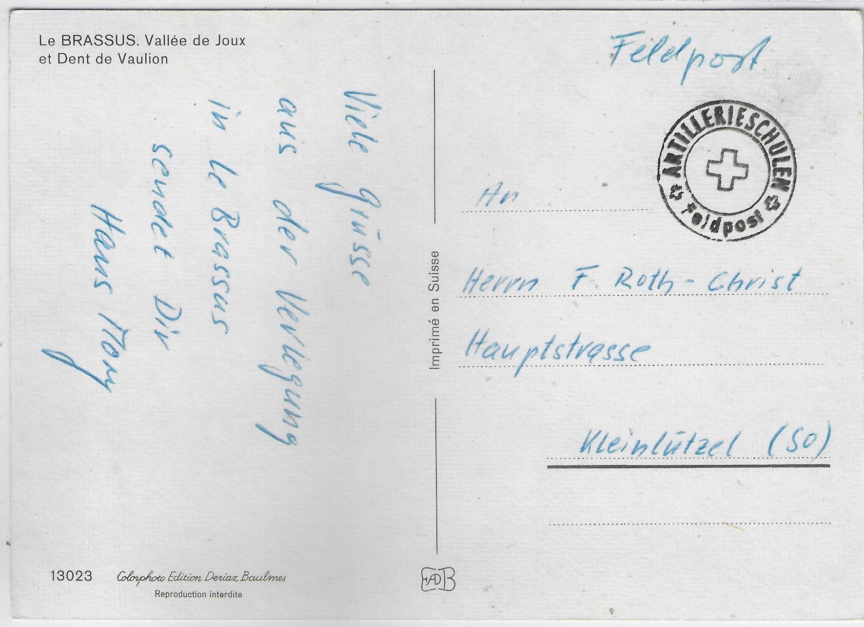 Cartoline postali: Le Brassus en hiver - vue aerienne – Usato da Ettingen venduto da Kartenplanet 1