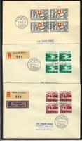 1952, B56-60, Viererblock-Serie auf 5 Briefen (15892)