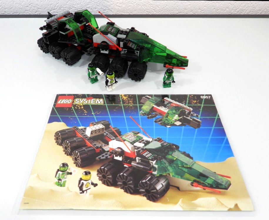 1 x Lego System Set Model Space Police II 6957 Solar Snooper Weltraum  Fahrzeug Auto schwarz grün mit 1 Figur incomplete unvollständig