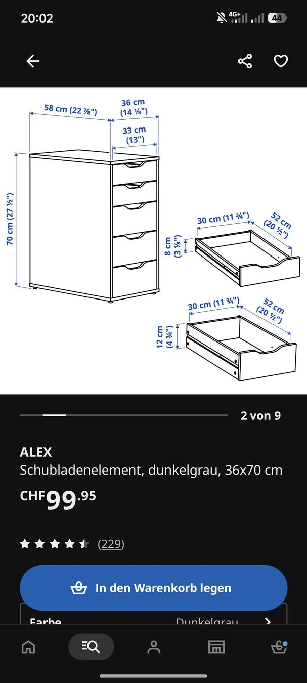Ikea Cassettiere: IKEA Alex Kommode blaugrau, leichte Gebrauchsspuren – Usato da Reinach BL venduto da MIL-HA 6
