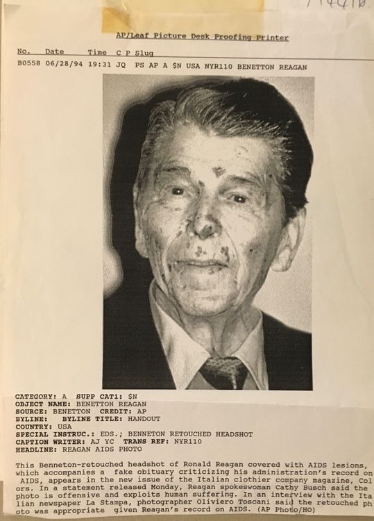 Ronald Reagan, AIDS, Benetton-Werbung - by Oliviero Toscani | Kaufen ...