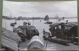 Erh. Hürsch: 2 Fotos um 1975, China: Hausboote bei Guangzhou