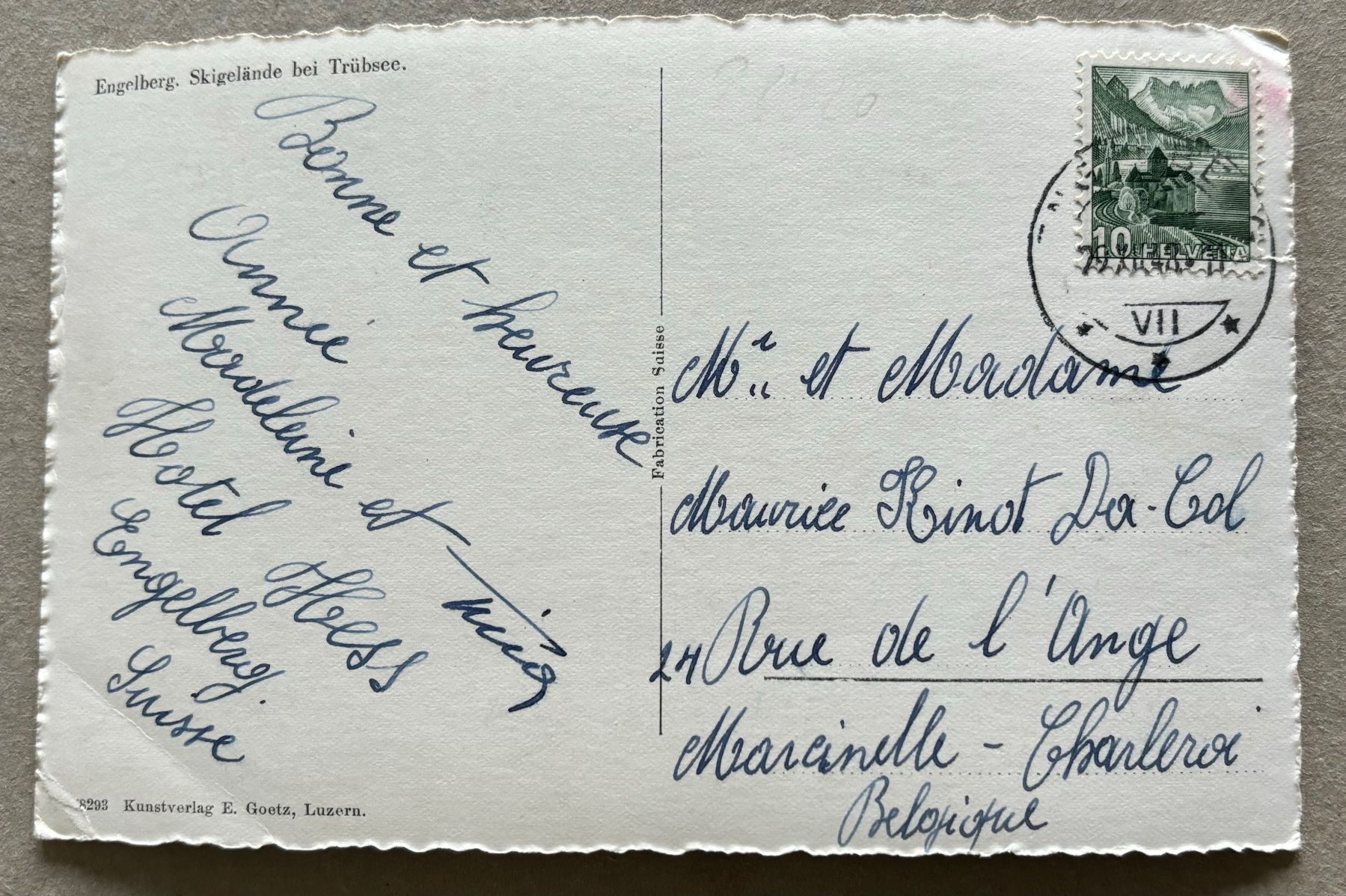 Cartoline postali: Engelberg, Trübsee, Wintersport, Ski, 1948 – Usato da Frauenfeld venduto da Merk52 1