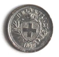 Schweiz: 1 Rappen-Münze 1899 in top Zustand