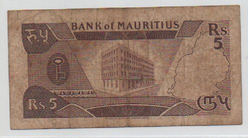 Banconote: 5 RUPIE - MAURITIUS – Usato da CHIASSO venduto da Rochelle59. 1
