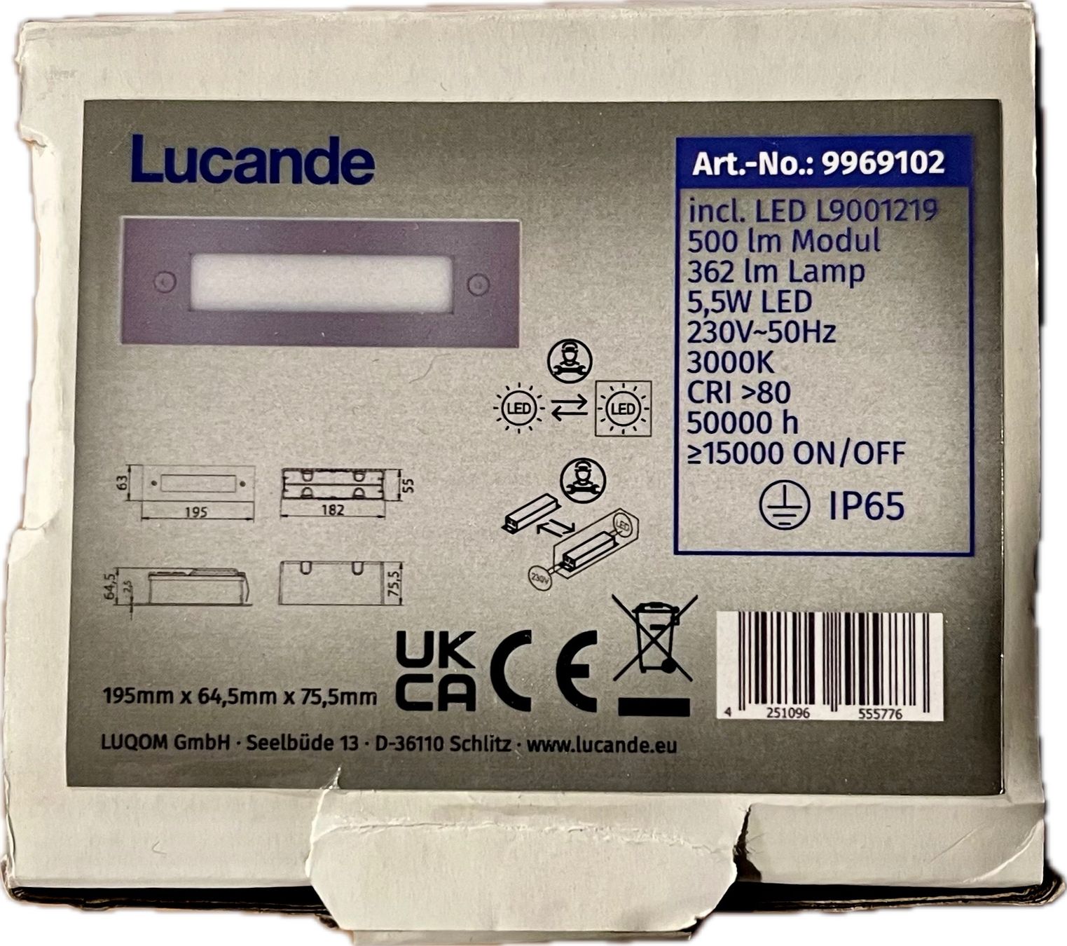 Lampen: LED-Einbau-/Wandleuchte Lucande – Neu und originalverpackt aus Möriken AG von Troemer 3