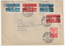 F18, F17, F21, F23 Auf Brief von Zürich nach Bern Kat. 120 +