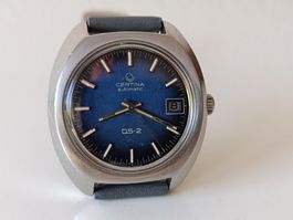 CERTINA DS2  Vintage Uhr, läuft schönstes blaues Zifferblatt