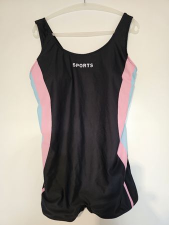 Damen Badeanzug Sports schwarz blau rosa Grösse L NEU