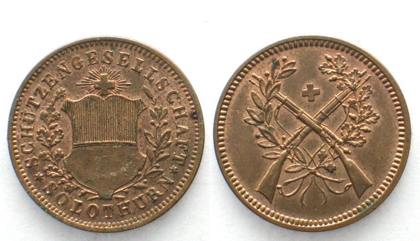 Medaglie: SOLOTHURN Schützenjeton 19.Jh. Messing unz – Usato da Riehen venduto da sesambestcoins2004
