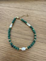 Armband mit Malachit Perlen und Süsswasserperlen - neu