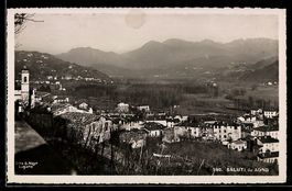 AK Agno, Veduta del paese con campanile e valle