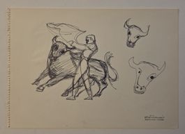 Lill Tschudi Original Zeichnung, 30x22cm gut gehandelt