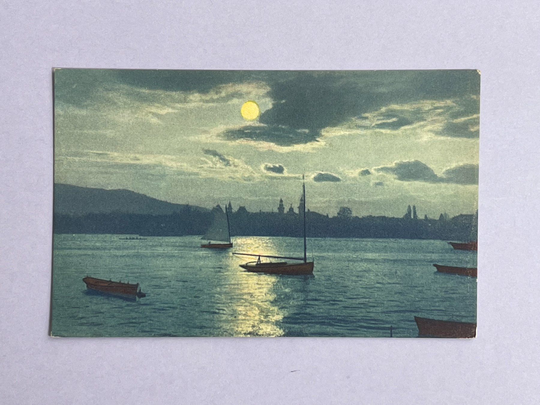 Cartoline postali: Zürich - See bei Vollmond – Usato da Steg VS venduto da danwer74