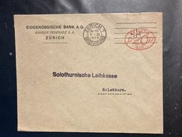 Schweiz 1928 20 Porto-St. 230 Brief Eidg. ZH Sol. Leihkasse