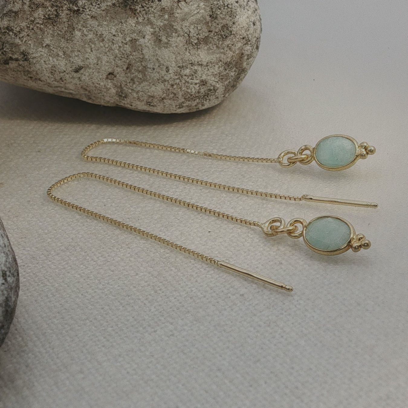 Olga Ribler Orecchini pendenti & Orecchini a lobo: Kettenohrringe mit Amazonite in Silber vergoldet – Nuovo (secondo la descrizione) da Luzern venduto da Schmuckoutlet 2