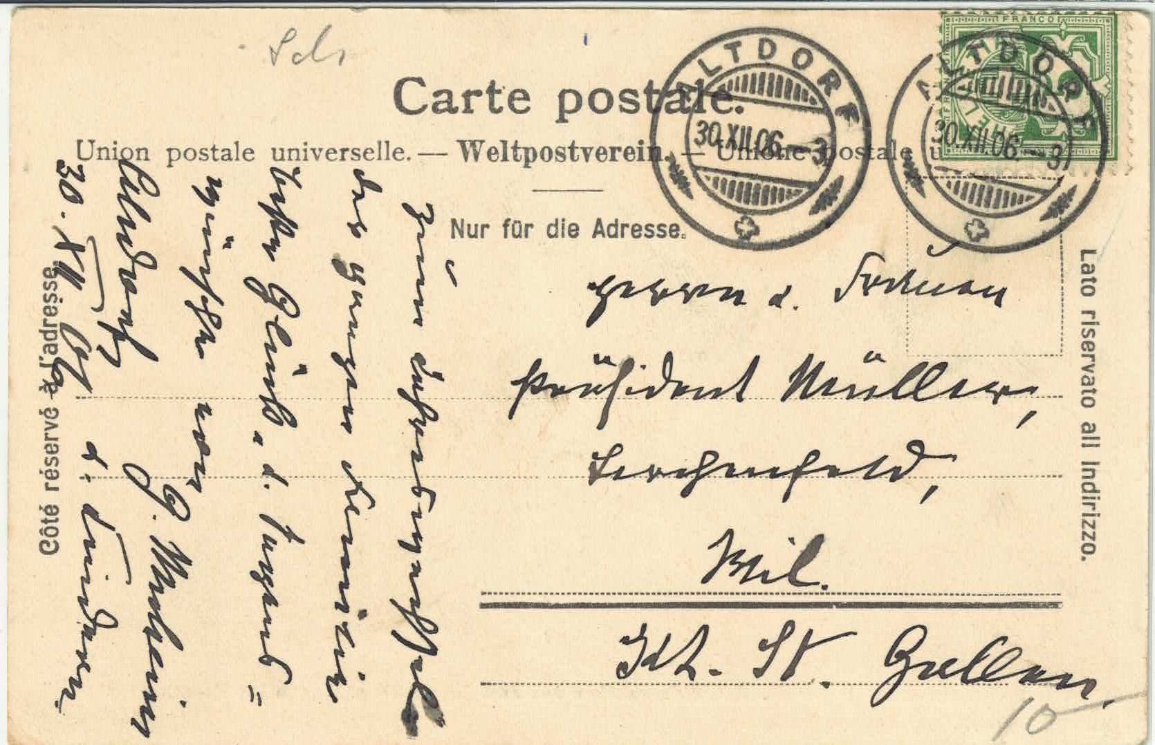 Cartoline postali: Rorschach - Schlafzimmerchen aus dem Schlösschen Wiggen – Usato da Ettingen venduto da Kartenplanet 1